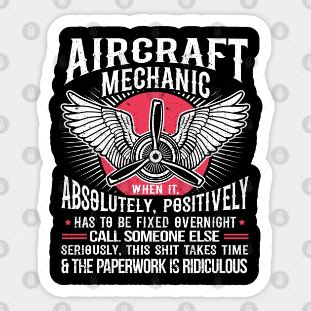 Aircraft Mechanic Aviation Airplane Mechanic Sticker by IngeniousMerch